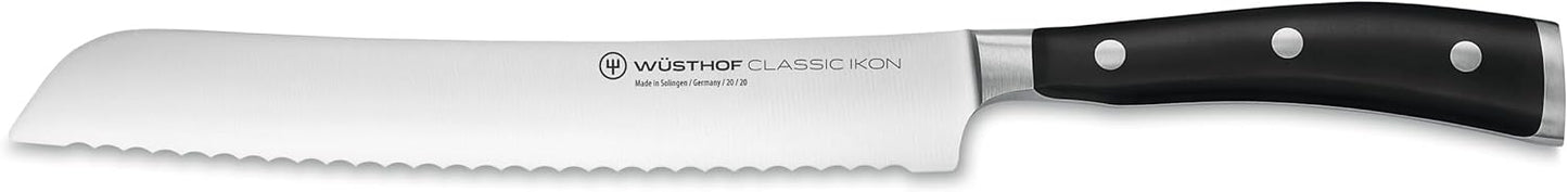 Wüsthof Classic IKON 9" Double Serrated Bread Knife, Black