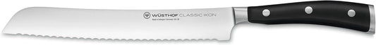 Wüsthof Classic IKON 9" Double Serrated Bread Knife, Black