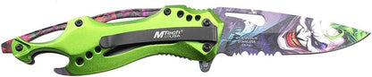 MTECH USA Folding Knife, 3.75-Inch Half-Serrated Blade, Titanium Coating, Glass Breaker, Pocket Clip