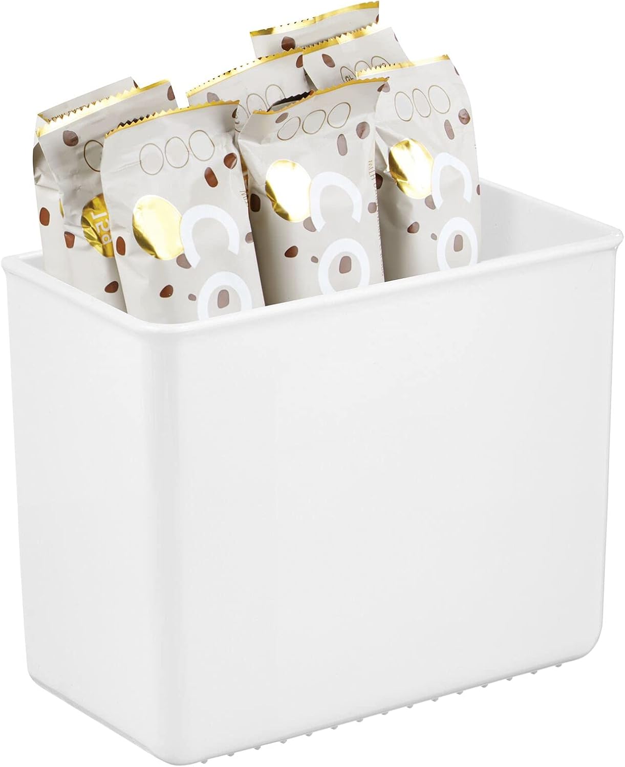 mDesign Plastic Adhesive Mount Storage Organizer Container for Kitchen or Pantry Wall Organization - Space Saving Holder for Sandwich Bags, Foil - 6" Wide - Poppon Collection - 2 Pack - White