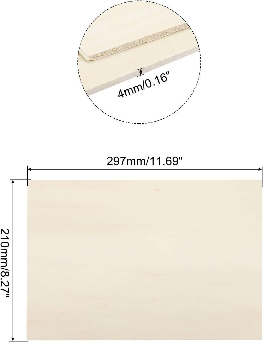 MECCANIXITY 3pcs Basswood Sheets 12 x 8 x 3/8 Inch Unfinished Wood Boards Plywood for DIY Crafts Laser Cutting with Smooth Surfaces