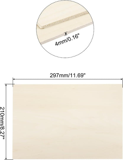 MECCANIXITY 3pcs Basswood Sheets 12 x 8 x 3/8 Inch Unfinished Wood Boards Plywood for DIY Crafts Laser Cutting with Smooth Surfaces