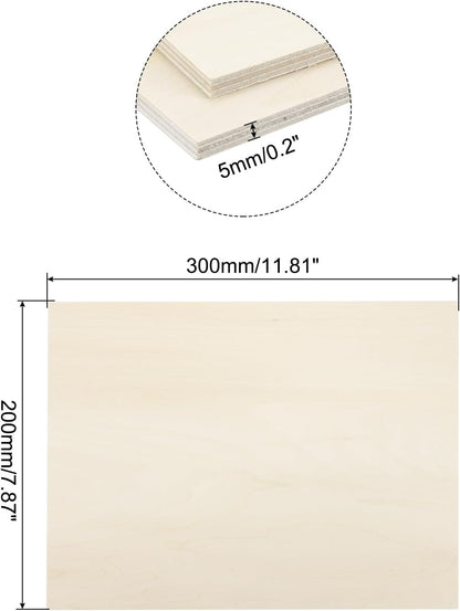 MECCANIXITY 3pcs Basswood Sheets 12 x 8 x 3/8 Inch Unfinished Wood Boards Plywood for DIY Crafts Laser Cutting with Smooth Surfaces
