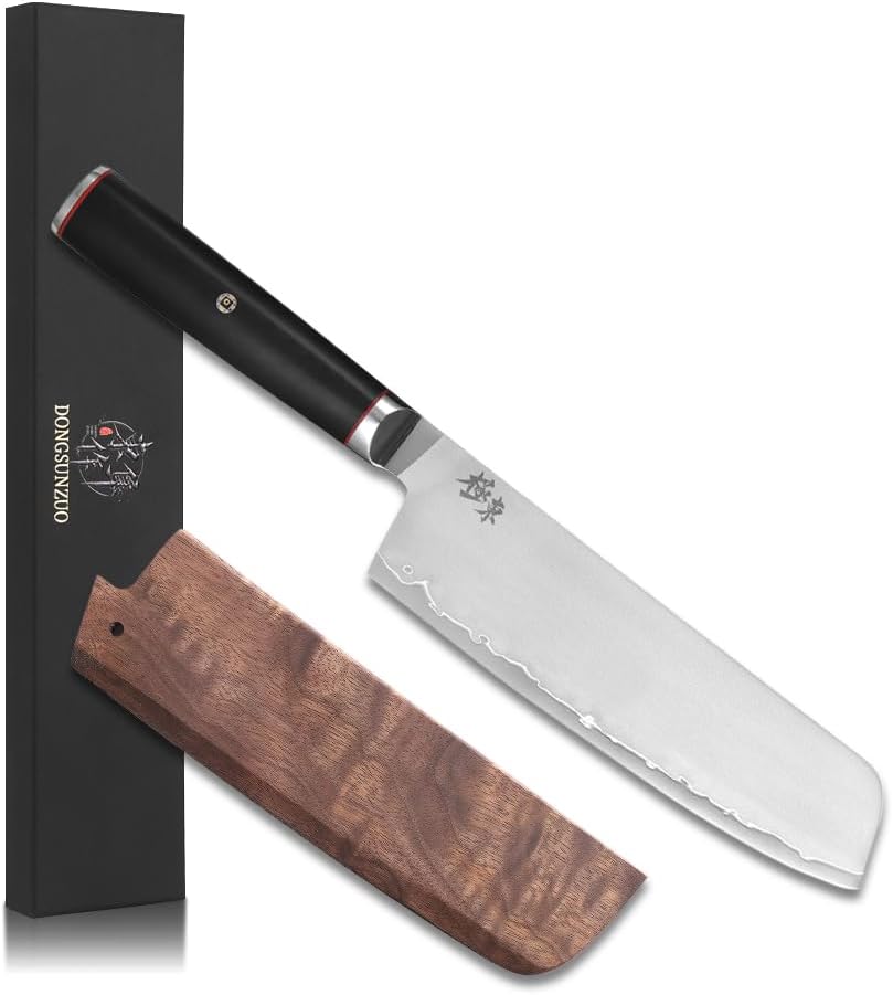 Japan Aichi AUS10 Triple Layer Composite Steel 8-inch Chef's Knife,Gyuto，Meat Cleavers，G10 Handle, Forged Kitchen Knife，Black Walnut Knife Sheath Set