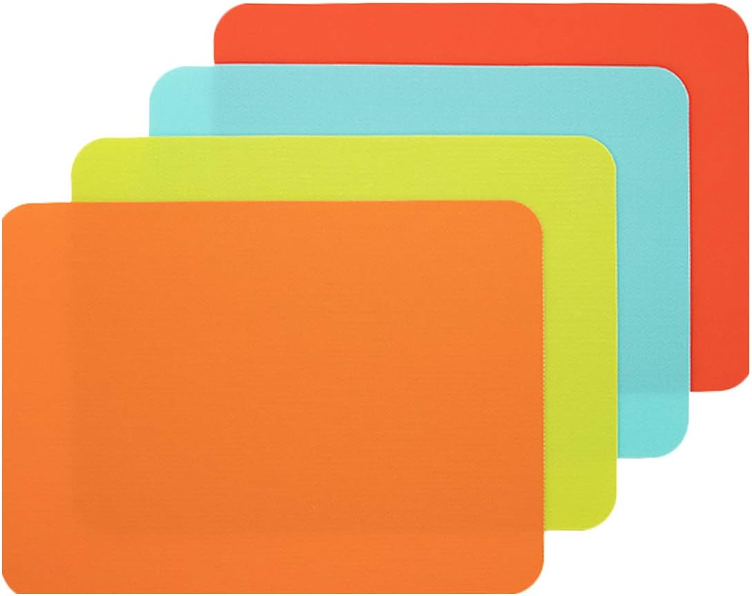 Simply Genius Plastic Cutting Boards - Flexible Color Coded Cutting Board Set - Textured Grip Odor-Resistant Dishwasher-Safe Chopping Mat - Pack of 4-8 in x 11 in - Multicolor