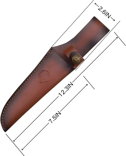 Leather Knife Sheath for Belt | Fixed Blade Hunting Knife Sheath Fits up to 6.5 Inch Blade | Brown Leather Sheath Holster for Outdoor Hunting & EDC