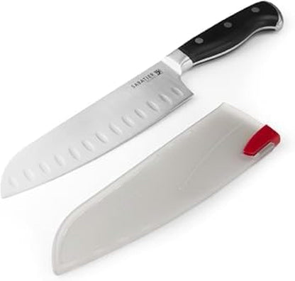 Sabatier Forged Stainless Steel Chef Knife with Edgekeeper Self-Sharpening Blade Cover, High-Carbon Stainless Steel Kitchen Knife, Razor-Sharp Knife to Cut Fruit, Vegetables and more, 8-Inch, Black