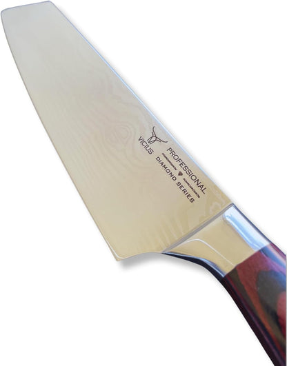 VICIUS Laser Damascus 8-Inch Kiritsuke Knife – Precision Stainless Steel Blade with Ergonomic Handle for Professional Chefs