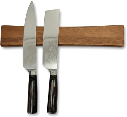 Magnetic Knife Holder for Wall & Refrigerator, 12/16 Inch Acacia Wood Magnetic Knife Strip No Drilling, Adhesive Strong Magnetic Knife Bar for Kitchen Utensil & Tool Organizer (30cm/12in)