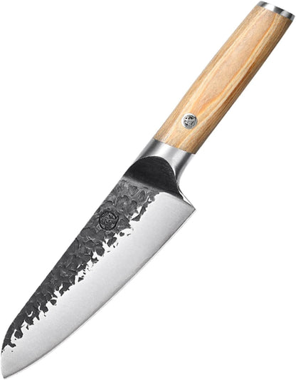 MITSUMOTO SAKARI Japanese Nakiri Knife 7 Inch, Hand Forged SKD-11 High Carbon Steel Vegetable Knife, Ultra-Sharp Thin Blade, Pakkawood Handle for Home & Pro