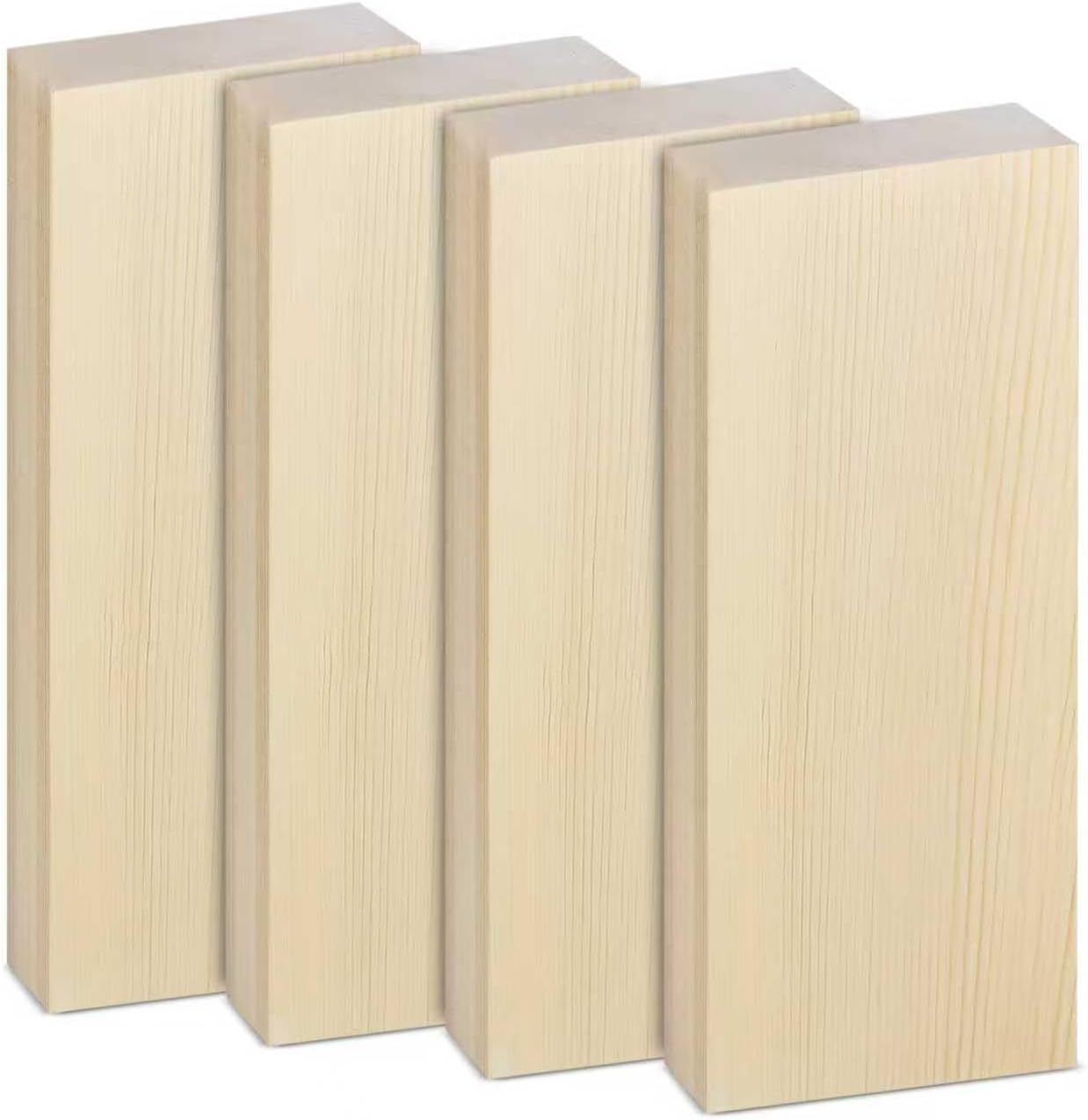 4 Pcs Unfinished Pine Wood Blocks, 3x10x1 Inch Wooden Block, Wood Carving Blocks for Crafting Home Crafts DIY Supplies Carving Crafting