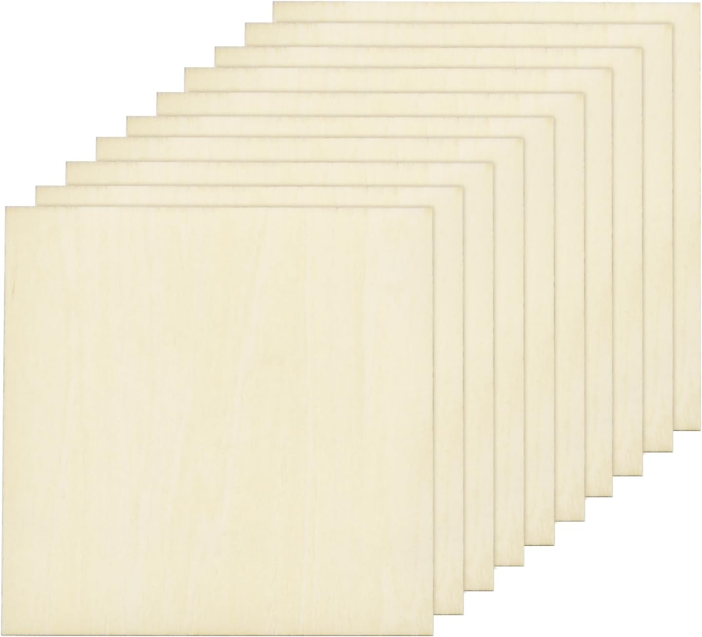 MECCANIXITY 10pcs Basswood Sheet 4 x 4 x 3/8 Inch Unfinished Wood Boards Plywood for Crafts Laser Cutting with Smooth Surfaces