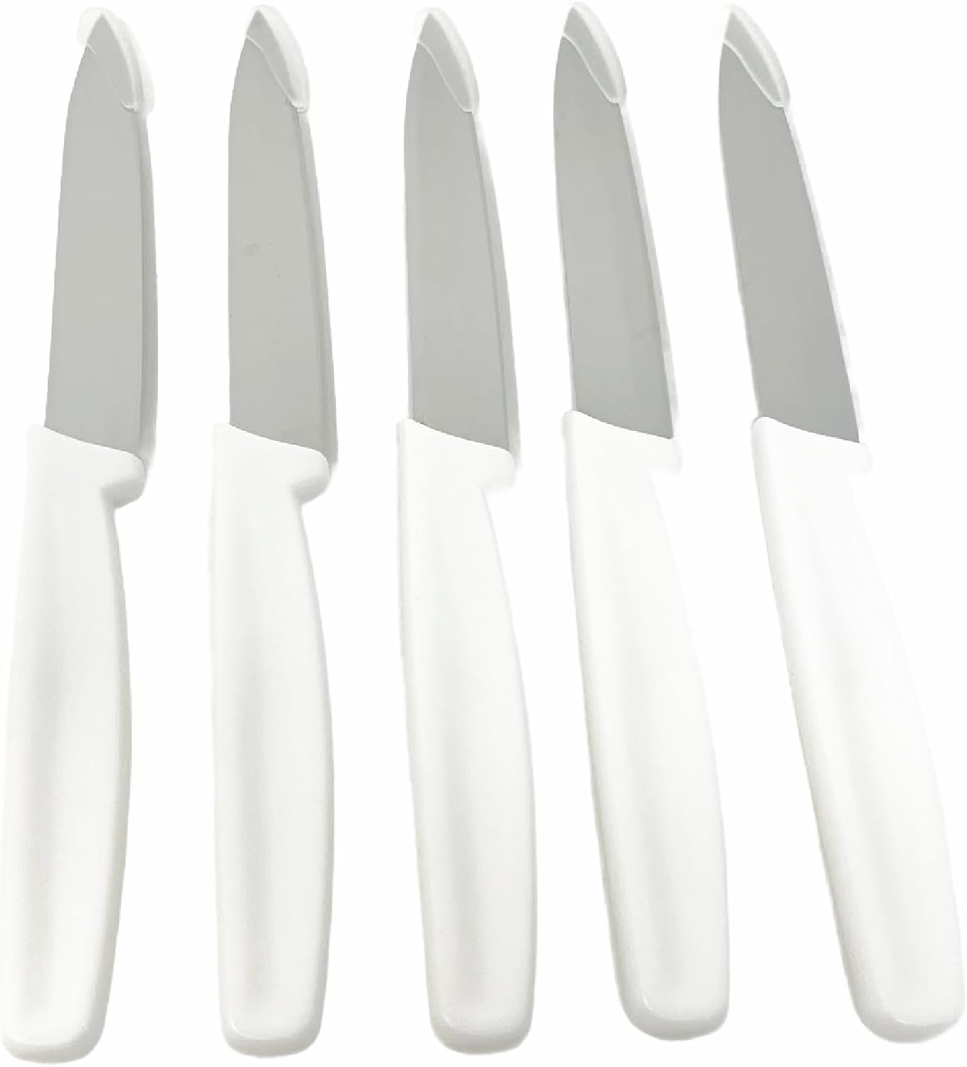 5 Pack - 4" Commercial Kitchen Paring Knives - White Handles, Razor Sharp
