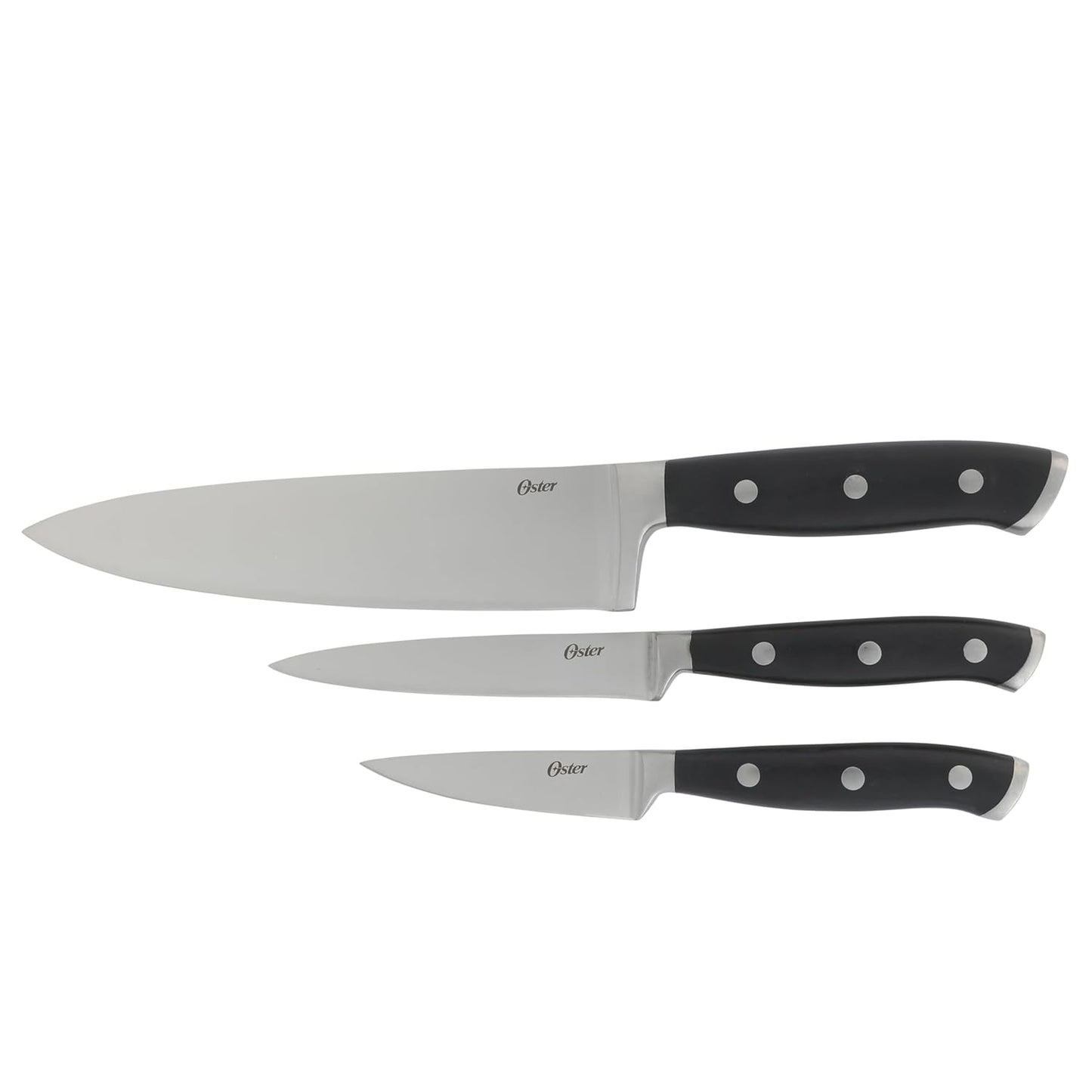 Oster Evansville 14 Piece Cutlery Kitchen Knife Block Set, Stainless Steel w/Linen White Handles - Cuchillos Para Cocina