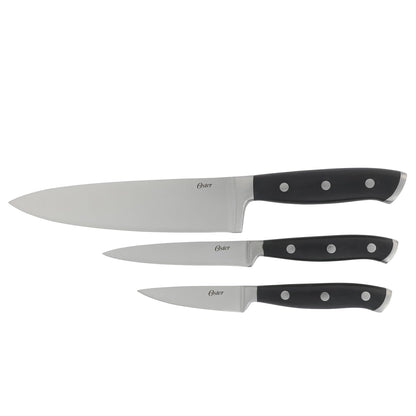 Oster Evansville 14 Piece Cutlery Kitchen Knife Block Set, Stainless Steel w/Linen White Handles - Cuchillos Para Cocina