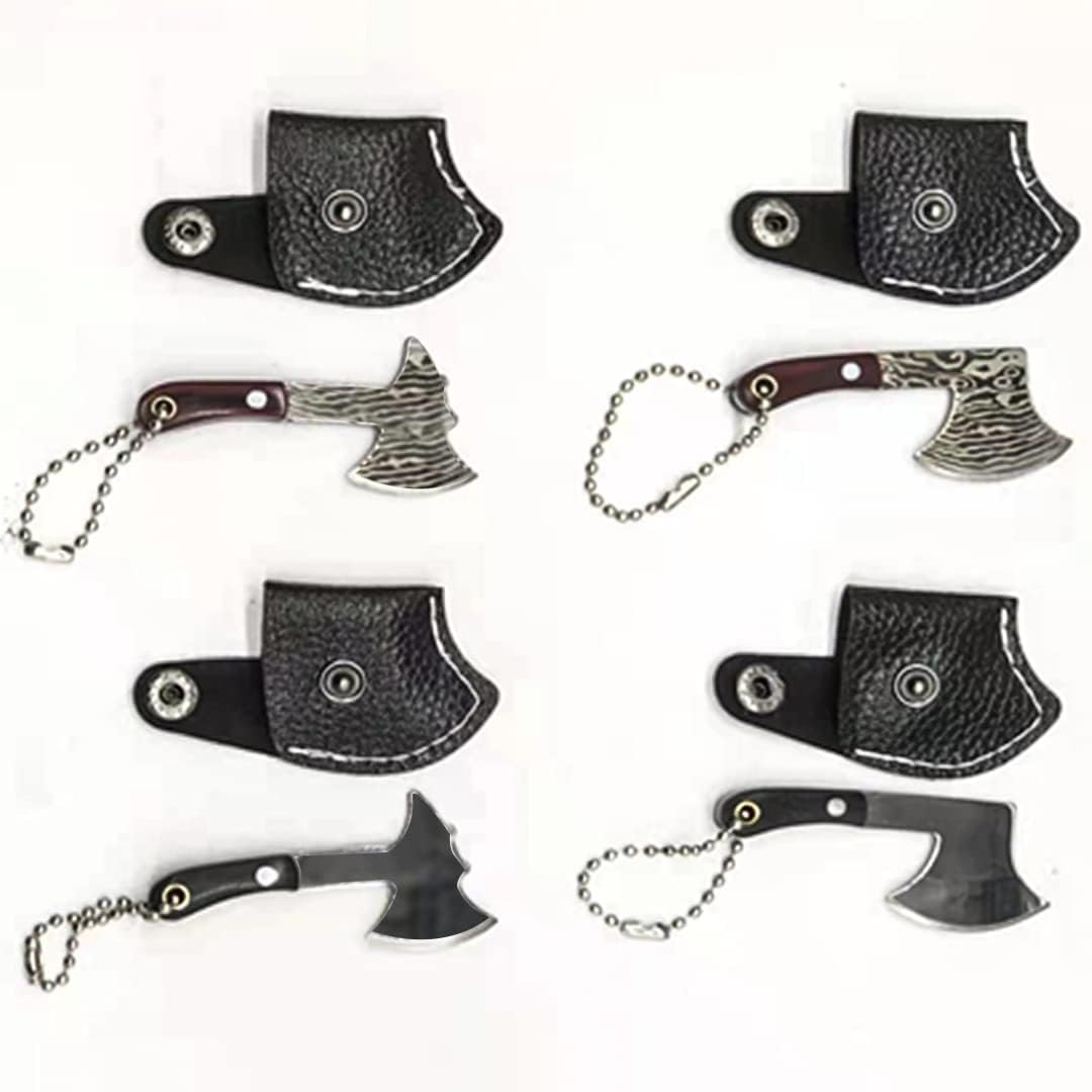 Damascus Pocket Knife Set Mini Chef Tiny Cleaver for Package Opener Box Cutter - of 4