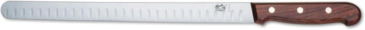 Wood Salmon Slicing Knife, 12 in Fluted Blade, Maple Handle | Swiss-made carving tool with flexible steel blade, ideal for thin fish fillets, smoked meats, and delicate food prep