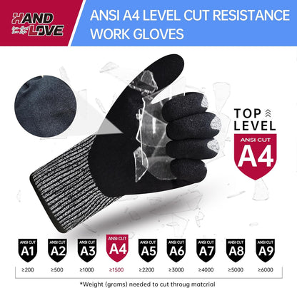 Cut Resistant Gloves – ANSI A9 Cut Proof Safety Work Gloves | Sandy Nitrile Anti-Slip, Touchscreen, Durable, PFAS Free | Wood Carving, Gardening, Glass Cutting, Car Repair – Yellow,1Pair,M