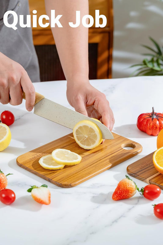 2 Pcs Small Teak Wood Cutting Board for Kitchen– Mini Lightweight Wooden Cutting Board- BPA Free