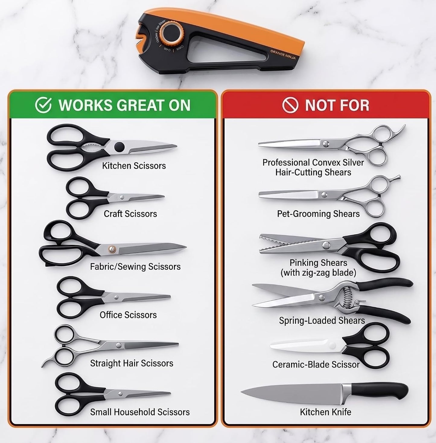 Scissors Sharpener Tool – 4 Angle Settings, Easy Manual Use | For Kitchen, Fabric, Sewing, Craft & Straight Hair Scissors – Quick, Right-Hand Sharpening