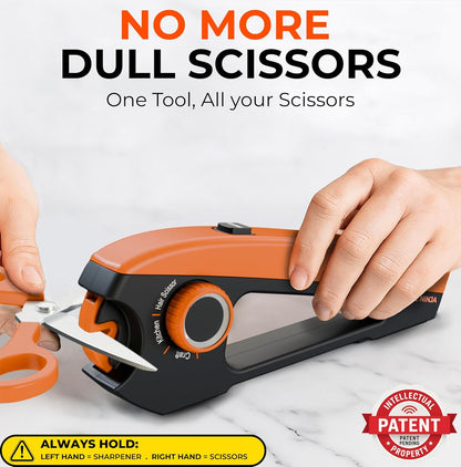 Scissors Sharpener Tool – 4 Angle Settings, Easy Manual Use | For Kitchen, Fabric, Sewing, Craft & Straight Hair Scissors – Quick, Right-Hand Sharpening