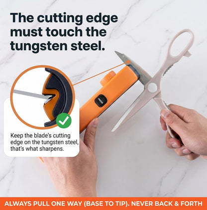 Scissors Sharpener Tool – 4 Angle Settings, Easy Manual Use | For Kitchen, Fabric, Sewing, Craft & Straight Hair Scissors – Quick, Right-Hand Sharpening