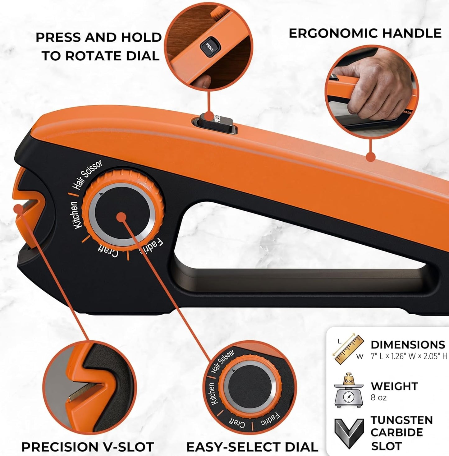 Scissors Sharpener Tool – 4 Angle Settings, Easy Manual Use | For Kitchen, Fabric, Sewing, Craft & Straight Hair Scissors – Quick, Right-Hand Sharpening