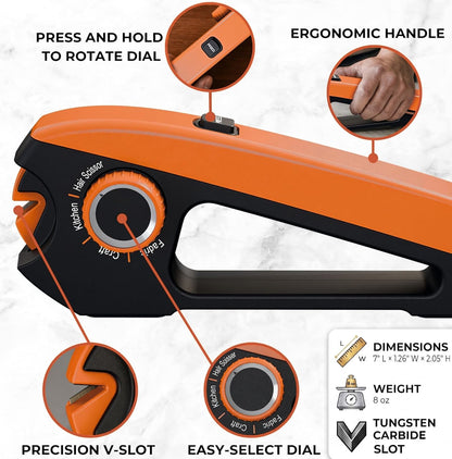 Scissors Sharpener Tool – 4 Angle Settings, Easy Manual Use | For Kitchen, Fabric, Sewing, Craft & Straight Hair Scissors – Quick, Right-Hand Sharpening
