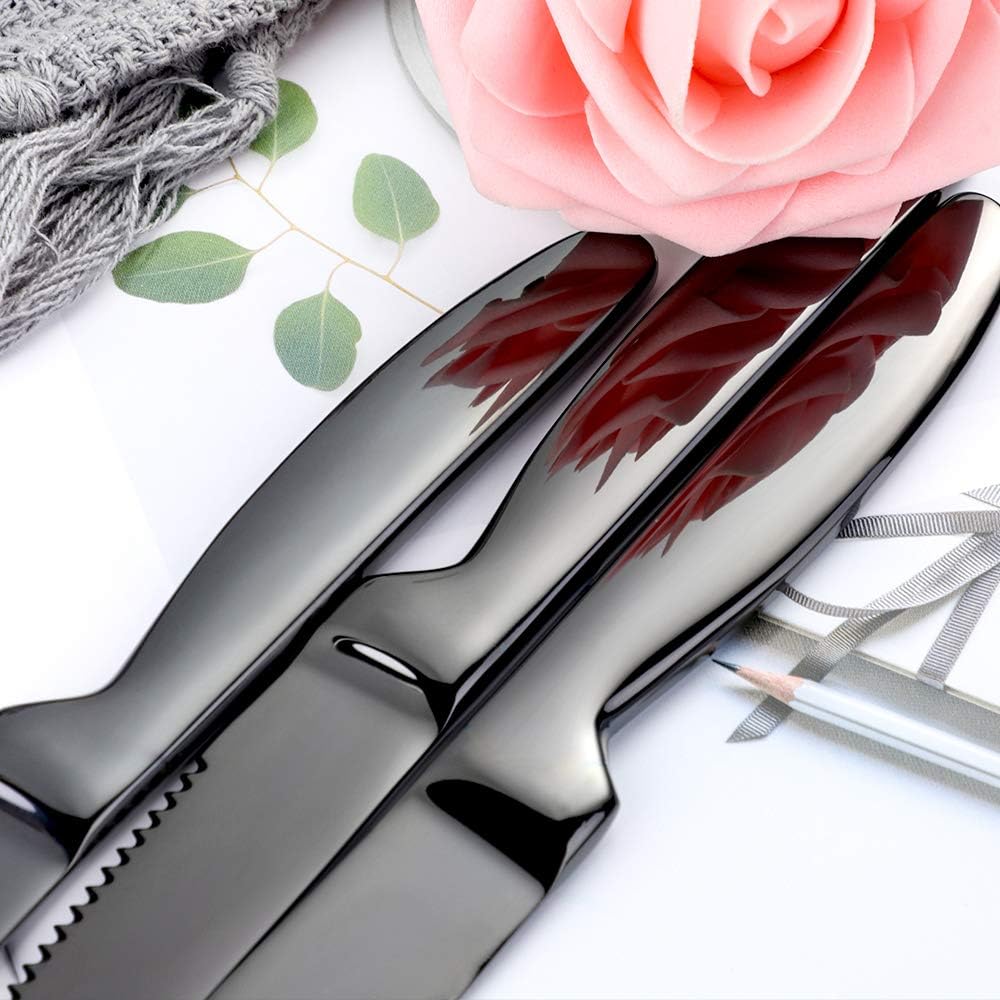 DOCBLACK Stainless Steel Steak Knives set of 8 Serrated Steak Knife Sets with Sharp Blade, 8.66 Inches(22 CM) Silverware Cutlery Table Knives for Steak (Gold)