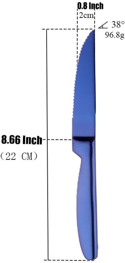 DOCBLACK Stainless Steel Steak Knives set of 8 Serrated Steak Knife Sets with Sharp Blade, 8.66 Inches(22 CM) Silverware Cutlery Table Knives for Steak (Gold)