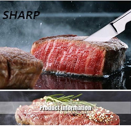 DOCBLACK Stainless Steel Steak Knives set of 8 Serrated Steak Knife Sets with Sharp Blade, 8.66 Inches(22 CM) Silverware Cutlery Table Knives for Steak (Gold)