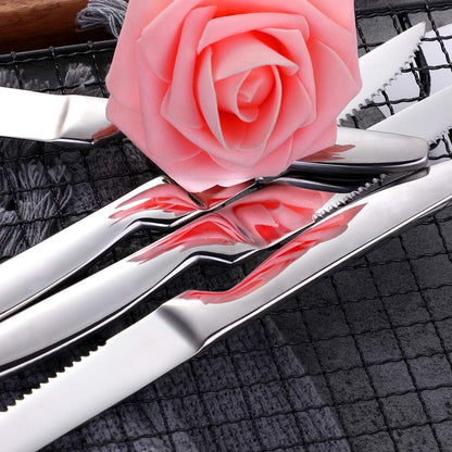 DOCBLACK Stainless Steel Steak Knives set of 8 Serrated Steak Knife Sets with Sharp Blade, 8.66 Inches(22 CM) Silverware Cutlery Table Knives for Steak (Gold)