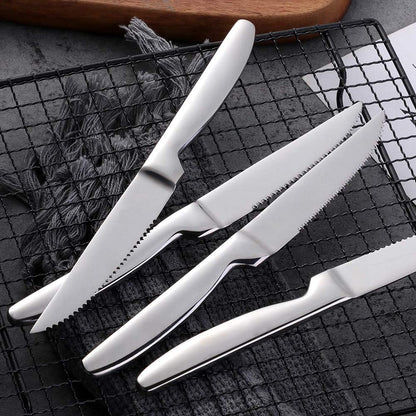 DOCBLACK Stainless Steel Steak Knives set of 8 Serrated Steak Knife Sets with Sharp Blade, 8.66 Inches(22 CM) Silverware Cutlery Table Knives for Steak (Gold)