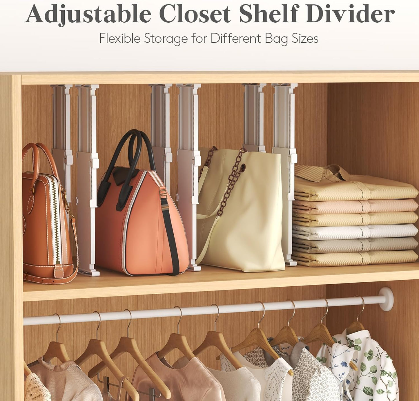 Drawer Dividers for Clothes, 3.2" High 10.5"-16.5" Expandable Dresser Drawer Organizers, Adjustable White Plastic Separators for Kitchen, Cabinet, Nursery, Socks & Underwear Storage, 4 Pack