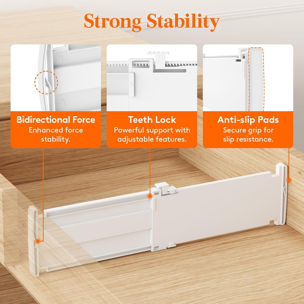 Drawer Dividers for Clothes, 3.2" High 10.5"-16.5" Expandable Dresser Drawer Organizers, Adjustable White Plastic Separators for Kitchen, Cabinet, Nursery, Socks & Underwear Storage, 4 Pack