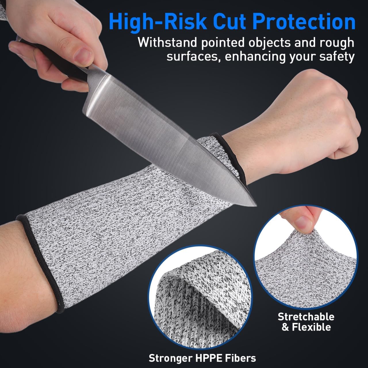 2 Pairs Arm Protectors, Protection Sleeves Forearm Covers Industrial Forearm Protectors Thin Skin and Bruising Cut Resistant Sleeve Level for Gardening Moving Working Size S