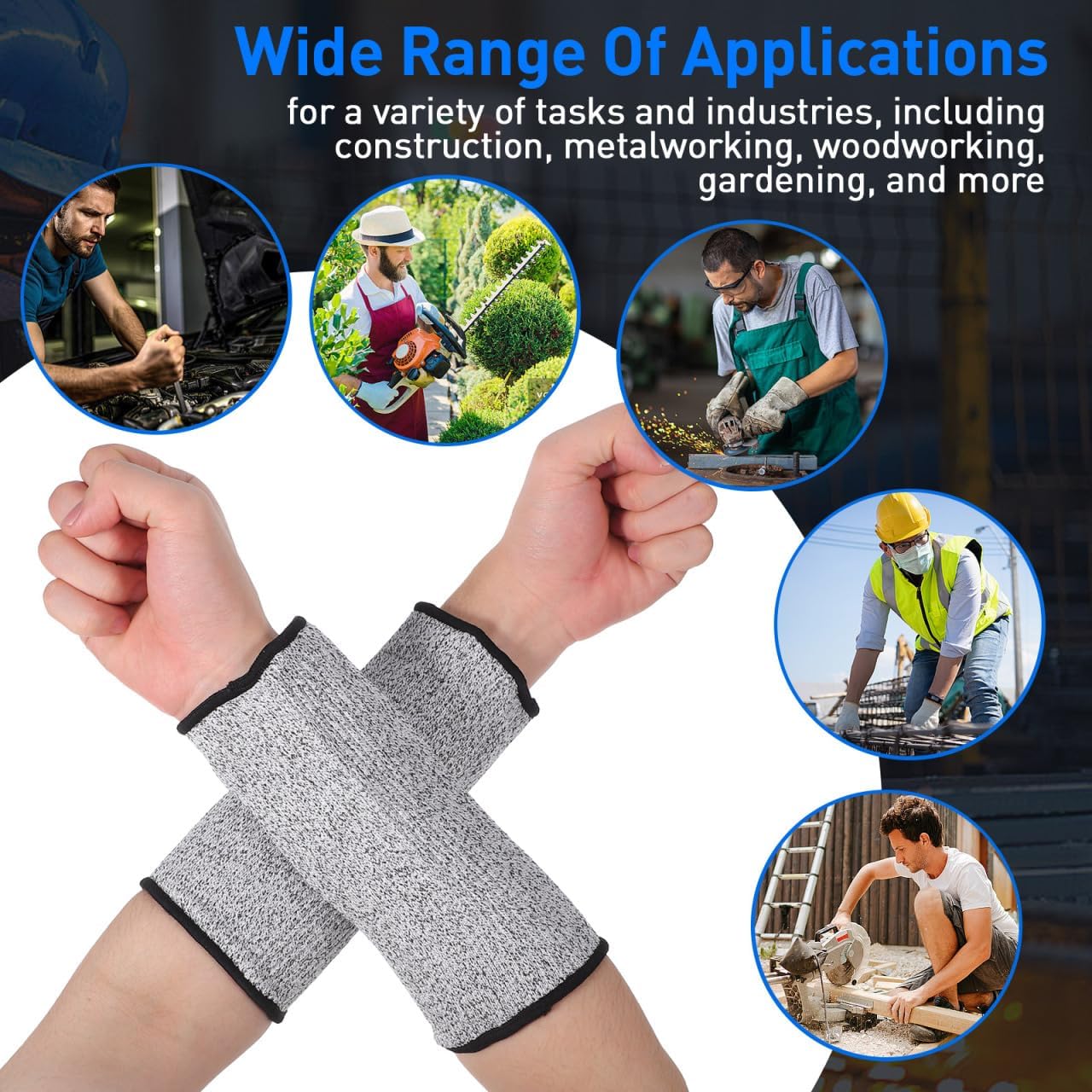 2 Pairs Arm Protectors, Protection Sleeves Forearm Covers Industrial Forearm Protectors Thin Skin and Bruising Cut Resistant Sleeve Level for Gardening Moving Working Size S