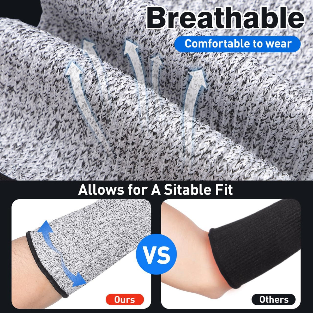 2 Pairs Arm Protectors, Protection Sleeves Forearm Covers Industrial Forearm Protectors Thin Skin and Bruising Cut Resistant Sleeve Level for Gardening Moving Working Size S
