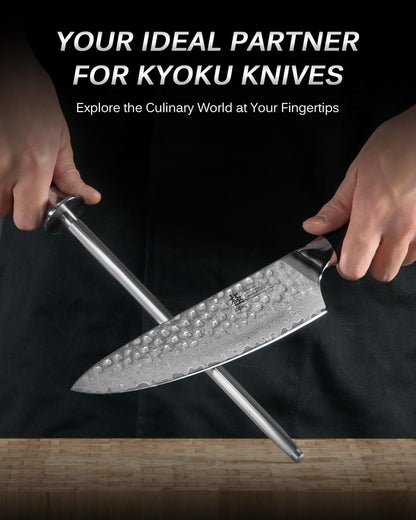 10 in. Honing Steel, Shogun Series Honing Rod with G10 Fiberglass Handle & Metal Hand Guard, Full Tang Knife Sharpener Rod, Sharpening Steel Knife Sharpener for Rolled Knife Edges with Gift Box