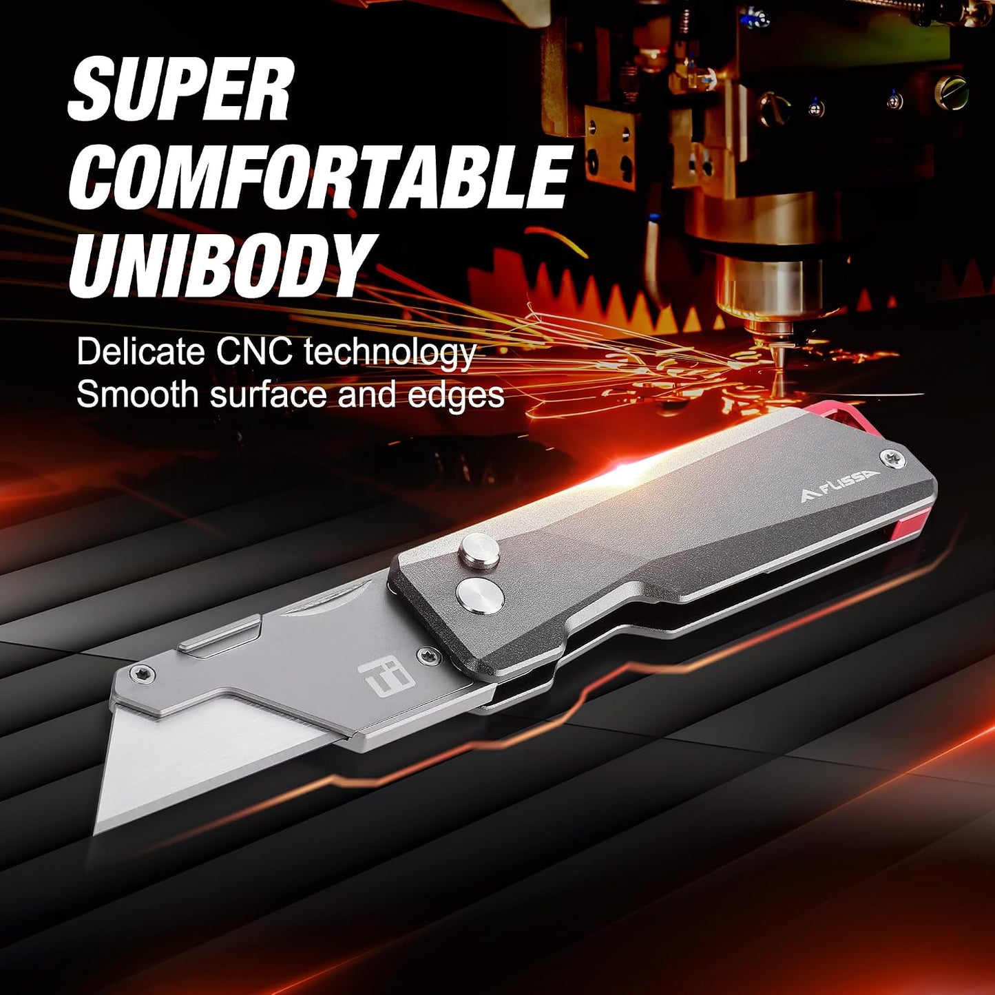 Advanced Titanium Utility Knife, CNC Unibody, Lightweight All Metal Folding Box Cutter, Quick Change Blade Razor Knife,Ideal Gifts for Men Women, with 10 Extra Blades