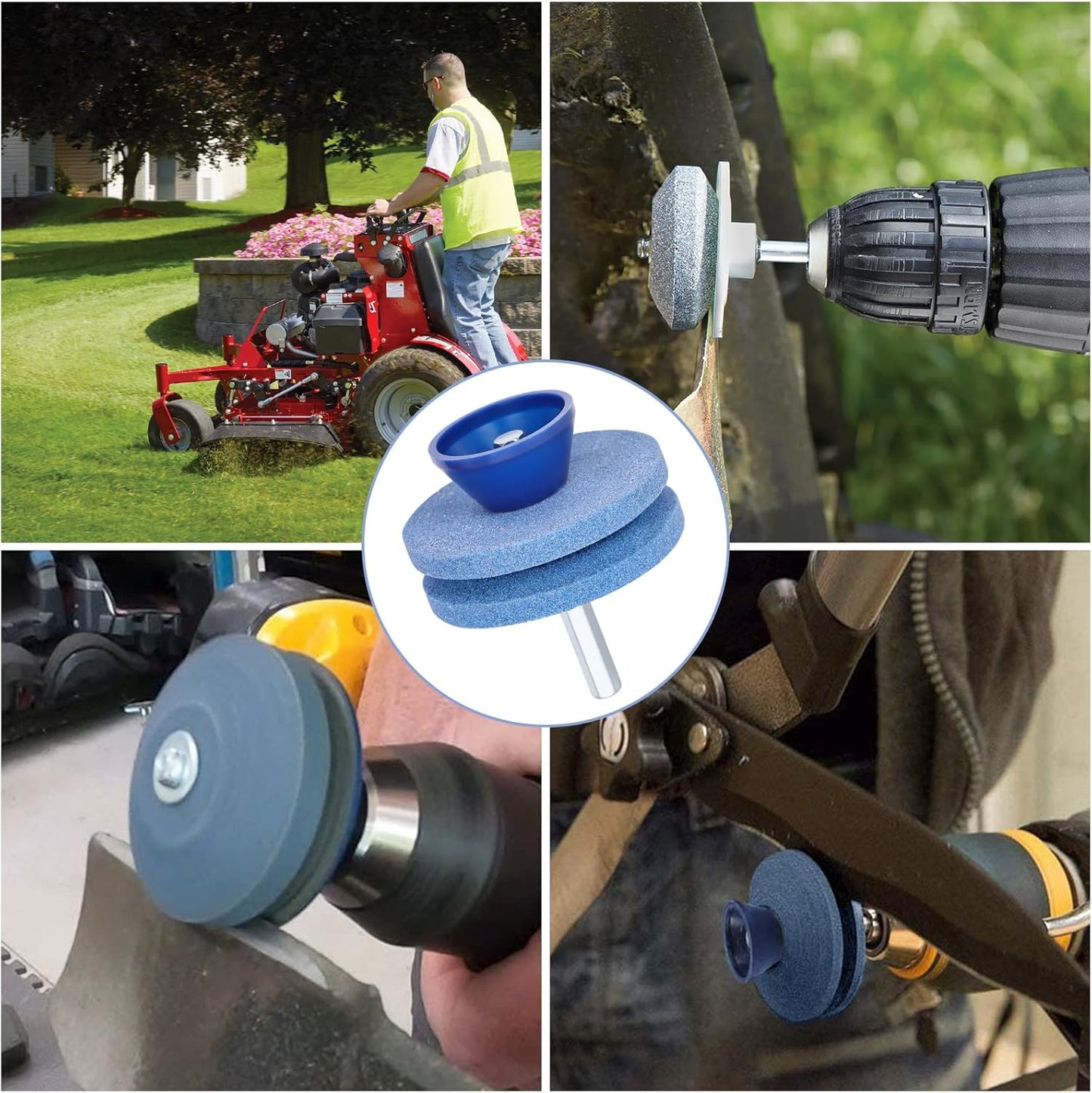 Crafts Man Lawn Mower Blade Sharpener for Any Power Hand Drill by (5 Packs Blue)