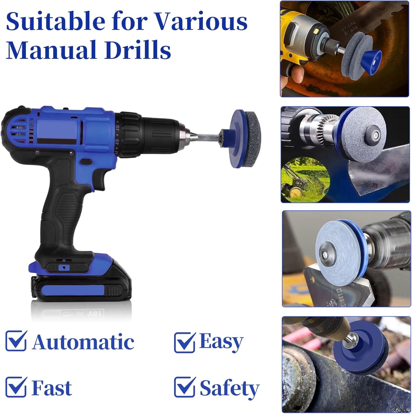 Crafts Man Lawn Mower Blade Sharpener for Any Power Hand Drill by (5 Packs Blue)