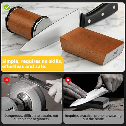 Rolling Knife Sharpener with Magnetic Angle Guide, Professional Rolling Sharpener for 15 & 20 Degree Edges, Sharpening Tool for Kitchen Knives, Industrial Grade Knife Sharpening System