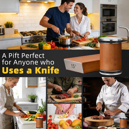 Rolling Knife Sharpener with Magnetic Angle Guide, Professional Rolling Sharpener for 15 & 20 Degree Edges, Sharpening Tool for Kitchen Knives, Industrial Grade Knife Sharpening System