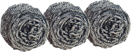 Stainless Steel Scrubbers, Scouring Pads for Cleaning Tough Baked-On Messes, Metal Scrubbers for Cleaning Dishes, 3 Scrub Pads