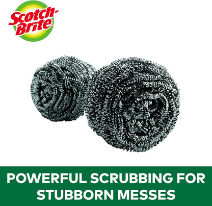 Stainless Steel Scrubbers, Scouring Pads for Cleaning Tough Baked-On Messes, Metal Scrubbers for Cleaning Dishes, 3 Scrub Pads