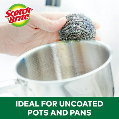 Stainless Steel Scrubbers, Scouring Pads for Cleaning Tough Baked-On Messes, Metal Scrubbers for Cleaning Dishes, 3 Scrub Pads