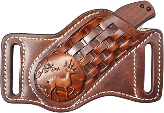 Leather Knife Sheath for Belt,Knife Sheaths fit 4" to 5.5" Closed Folding Knife Pocket Knife Sheath
