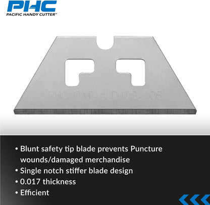 SP017 Safety Point Blade for PHC Safety Cutters, Pack of 100, Sharp Edge, Razor Blades for Injury Reduction, Cuts Boxes, Cardboard, Tape, Plastic Straps, and More