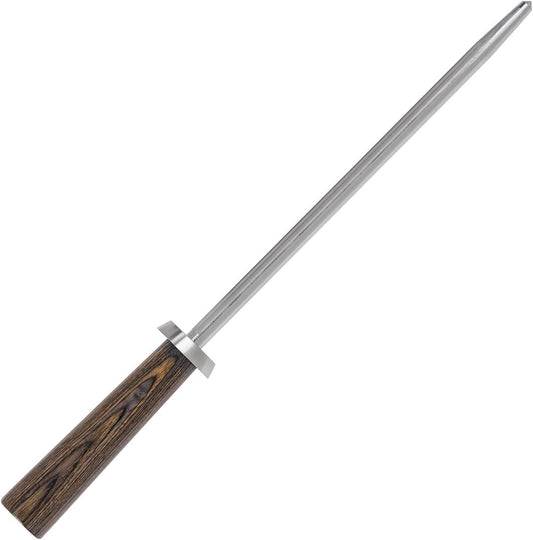 Kanso 9" Combination Honing Steel, Smooth and Micro-Ribbed Honing Rod, Built-In Angle Guide, Pakkawood handle, Japanese Knife Sharpener for Professional and Home Chefs | Smooth and Micro-Ribbed Honing Rod, Built-In Angle Guide, Pakkawood Handle